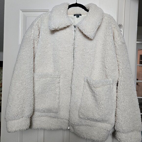 Wild Fable Cream Sherpa Zip-Up Jacket | XS/S Cozy Teddy Fleece Coat - Picture 1 of 14